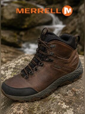 Merrell Forestbound Mid Waterproof Hiking Boots Brown Leather Men's 10.5